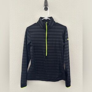 Nike DriFit Long Sleeve Jacket Striped Black and Neon Green size M
